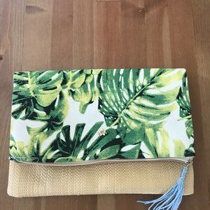 Tropical Vibe Cappelli Straworld Green fold-over clutch bag